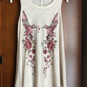 Cream long tank top shirt